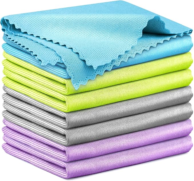 Airlab Glass Polishing Streak Free Miracle Cleaning Cloth, Multicolor | Lint Free Microfiber Cleaning Rags for Glasses Kitchen Dish Mirrors Easy Clean, 16 x 12 Inches, Pack of 8