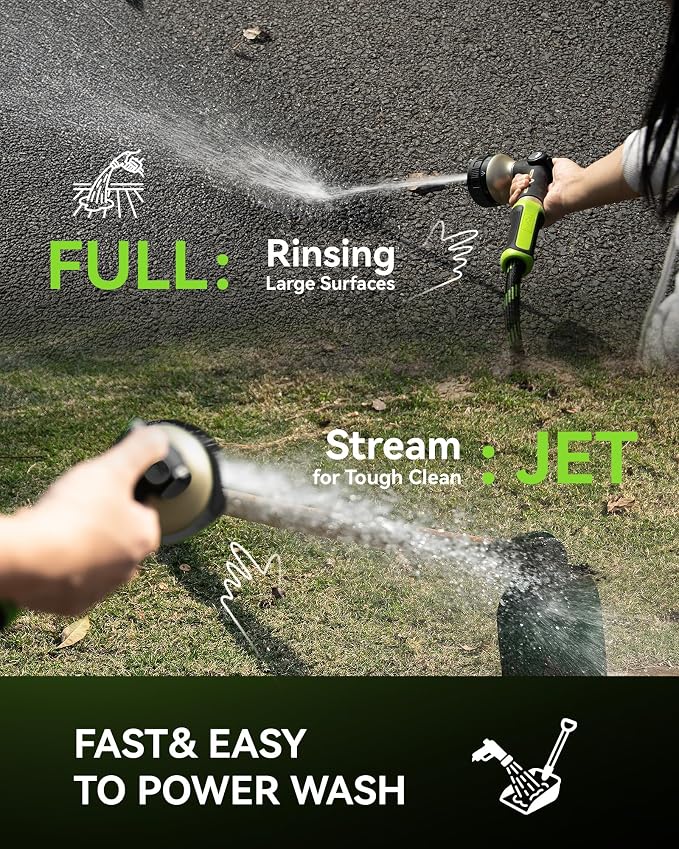 RAINPOINT Hose Sprayer Nozzle Heavy Duty - 2 Pack 8 Spray Patterns Garden Hose Nozzle with Adjustable Flow Control for Watering Plants, Washing Cars,Washing Pets, Thumb Control (2 Packs, Black)