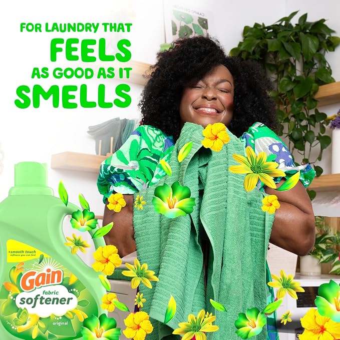 Gain Liquid Fabric Softener,Original Scent,140 FL OZ,190 Loads,Liquid Fabric Softener For Soft,Fresh Laundry,(Pack of 2)