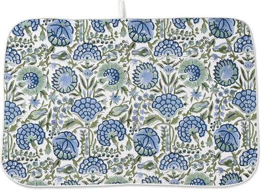 Floral Dish Drying Mat 18x24 Inches For Kitchen Counter Absorbent Block Print Flower Kitchen Decoration Boho Floral Drying Mat Pad For Home Kitchen,Dining Room,Office Decoration