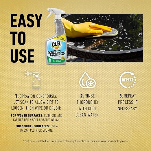 CLR Brands Outdoor Furniture Cleaner, 26 oz. Spray Bottle, Cleans Outdoor Surfaces, Remove Dirt and Grime from Fabric, Wood, Wicker, PVC, Plastic and More