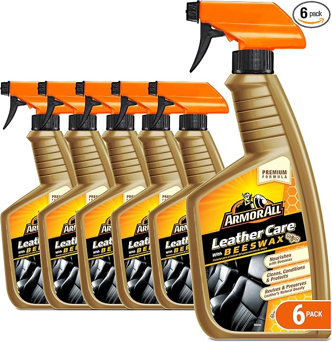 Armor All Car Leather Care Spray Bottle, Cleaner for Cars, Truck, Motorcycle, Beeswax, 4 Oz, Pack of 6, 18934-6PK