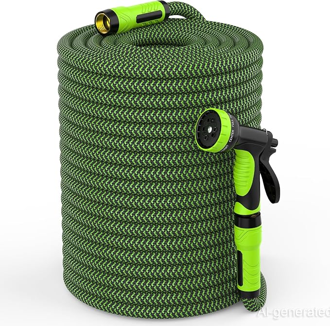 NON-EXPANDABLE Garden Hose 150ft x5/8'', Heavy Duty Flexible Water Hose with 10-Function Sprayer, Lightweight, Leak Proof, Durable Fabric Skin, Pressure Resistant for Yard, Outdoor