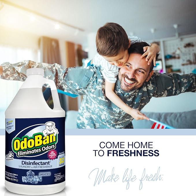 OdoBan Disinfectant Concentrate and Odor Eliminator, Made in the USA, Night Ice Scent, 2 Gallons