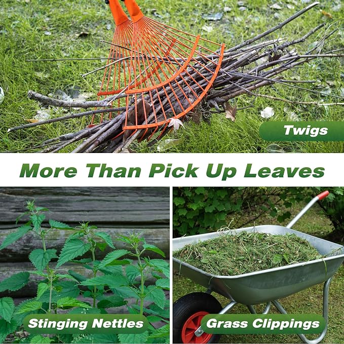 Walensee Leaf Grabber Rake, Long Handle Yard Debris Collector for Lawn | Scoop Leaves, Grass Clippings And Yard Debris Without Bending Or Touching. Steel Claws Secure Waste For Quick Cleanup.