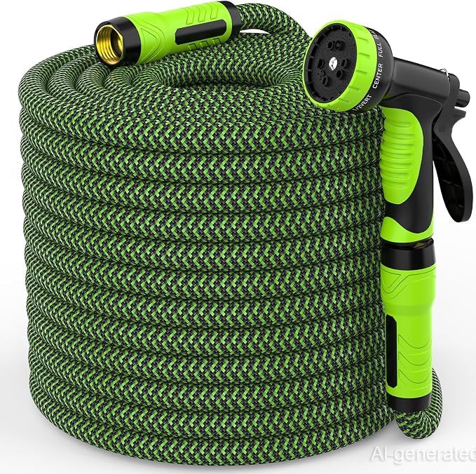NON-EXPANDABLE Garden Hose 75ft x5/8'', Heavy Duty Flexible Water Hose with 10-Function Sprayer, Lightweight, Leak Proof, Durable Fabric Skin, Pressure Resistant for Yard, Outdoor