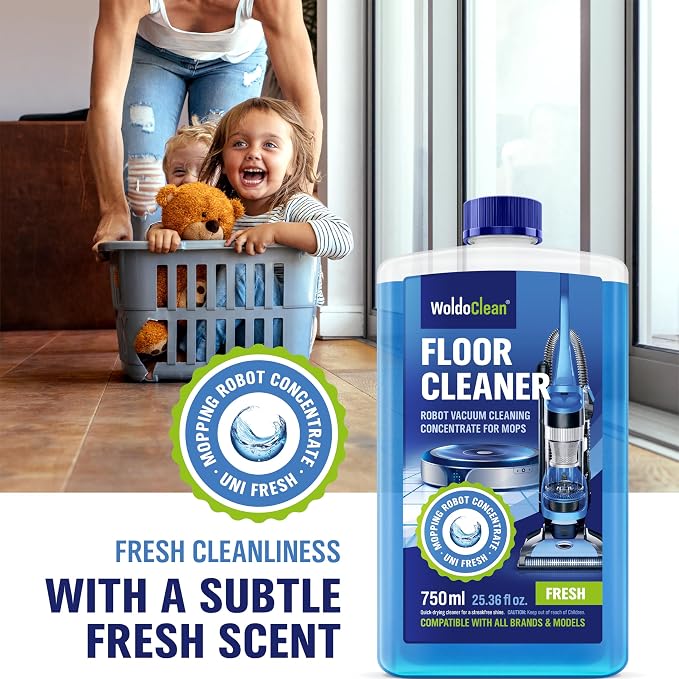 WoldoClean Robot Mop Floor Cleaning Solution 25 oz - Low Foam Concentrate | Compatible with Roborock, Dreame, Roomba, Tineco, Shark, Eufy, Ecovacs