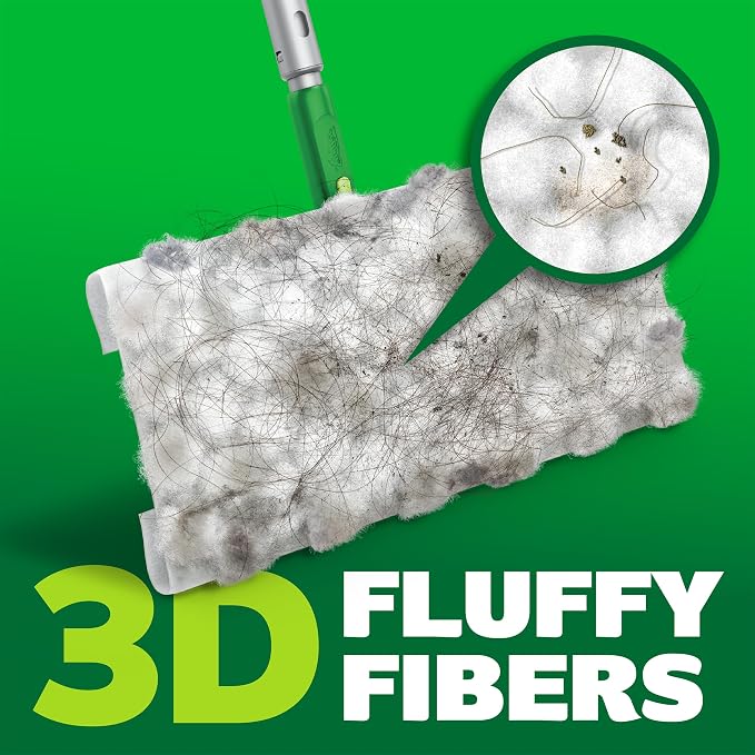 Swiffer Hair Magnet Deluxe Starter Kit with Collapsible Pole, 9 Hair Magnet Dry Cloths, 2 Bonus Mop & Go Wet Cloths