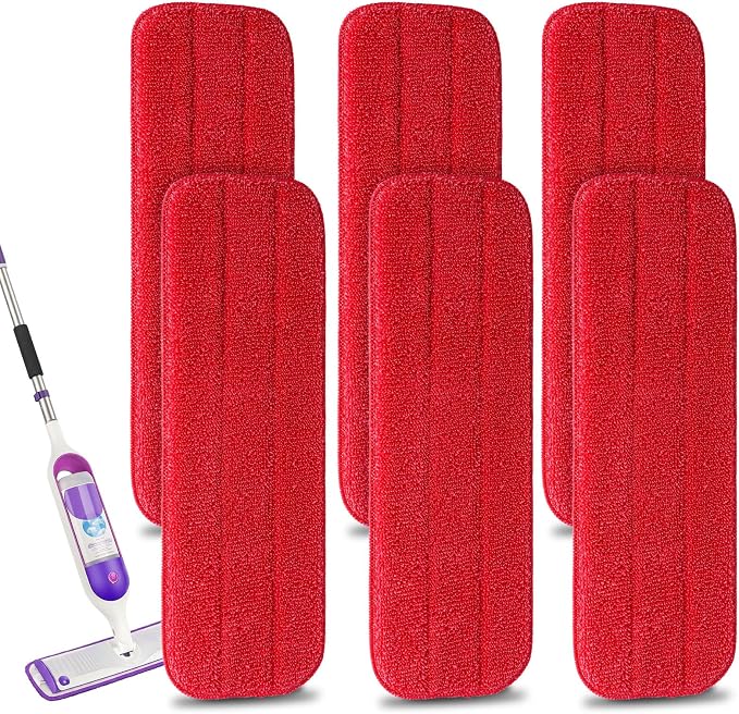 Microfiber Replacement Mop Pad, 18 x 6 Wet & Dry Home & Commercial Cleaning Refills, Reusable Floor Mop Pads, 6 Pack (Red)… | 6 Pack Microfiber Replacement Mop Pad, 18 x 6 Wet & Dry Home & Commercial Cleaning Refills, Reusable Floor Mop Pads,Red