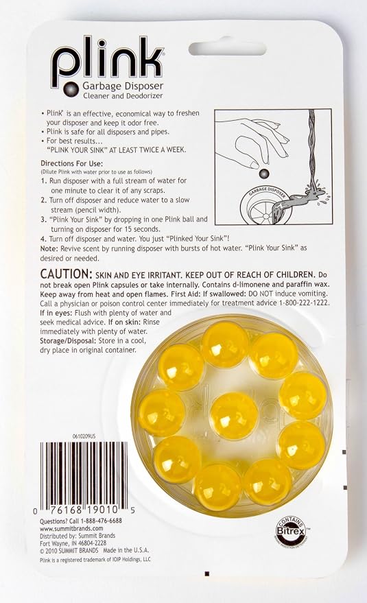 Summit Plink Garbage Fresh Lemon Disposal Cleaner and Deodorizer, 5-Pack