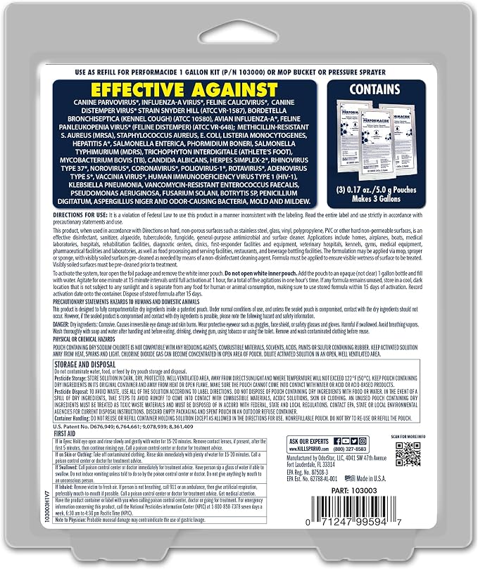 STAR BRITE Performacide 1 Gallon Refill (3 Pack) – Kills Parvo Virus, Ideal for Veterinary Hospitals & Kennels