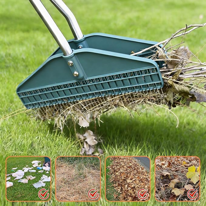 YEELOR Leaf Grabber, Yard Leaf Grabber Rake, No Need to Bend Over, Lightweight, 36.6 Inches in Length and 3.3 Pounds in Weight, Ideal for Picking Up Leaves, Weeds, Twigs and Other Debris