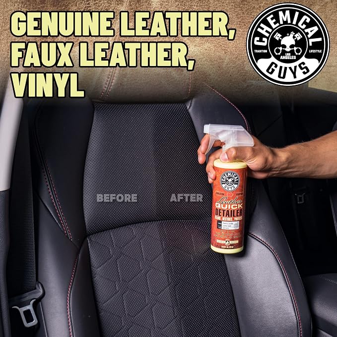 Chemical Guys, Leather Quick Detailer, Cleaner & Conditioner Spray, 16 oz | Quick spray cleans and conditions seats, furniture and apparel, safe on natural, synthetic and faux leather