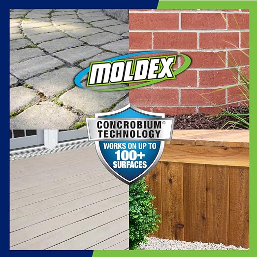 Moldex® Instant Outdoor Cleaner with Bleach and Hose End, 64 oz – Fast Acting Spray for Mold and Mildew Stains on Siding, Decks, Fences and Exterior Surfaces