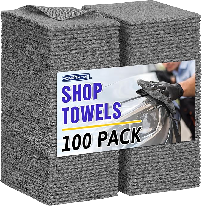 Microfiber Cleaning Cloth, 100 Pack Cleaning Rags Microfiber Towel Bulk Absorbent Lint-Free WashCloths, All-Purpose Towels for Cars, Shop, Automotive, Garage, Home Kitchen 11.5"*11.5", Grey