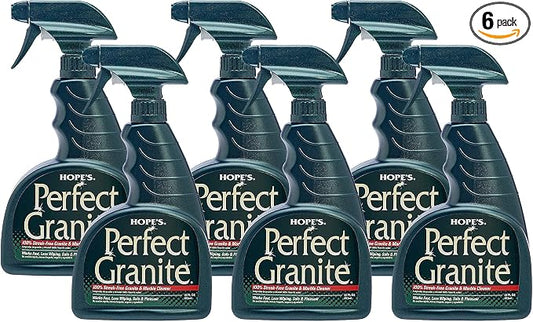 HOPE'S Perfect Granite & Marble Countertop Cleaner, Stain Remover and Polish, Streak-Free, Ammonia-Free, 22 Ounce, Pack of 6