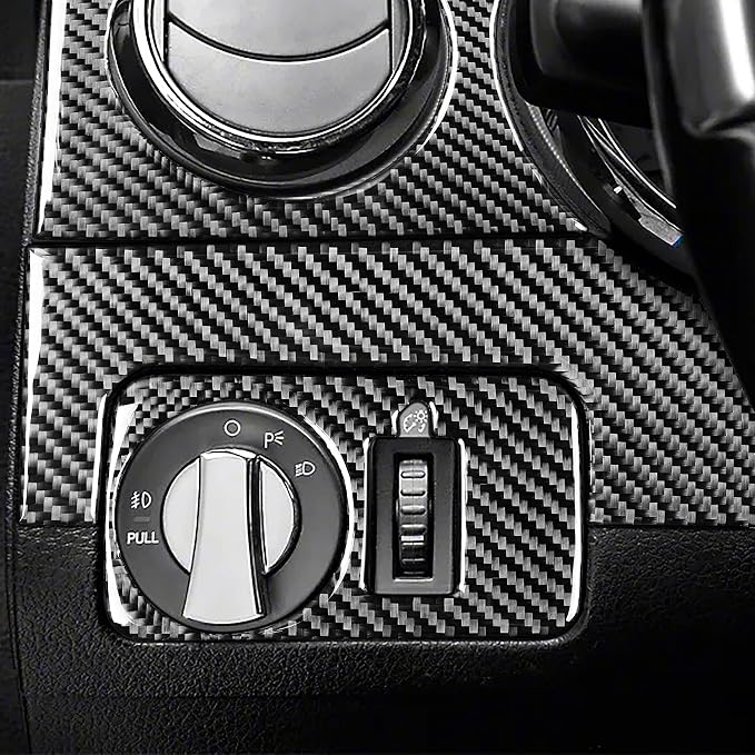 Real Carbon Fiber Trim for Ford Mustang GT Shelby Accessories | for 2005 2006 2007 2008 2009，Instrument Cluster Central Console Cover，Thick Overlay Sticker Decal，6PCs