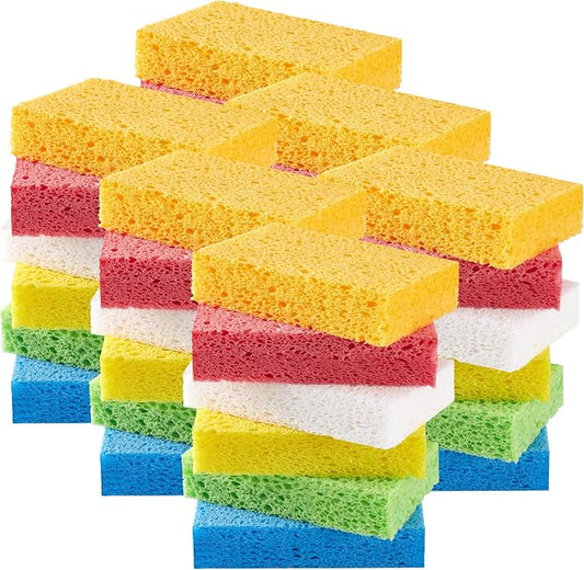 JOYMOOP Dish Sponge Scrubber, Cellulose Sponges Kitchen for Non-Scratch Washing Dishes, Household Cleaning Scrub Natural Sponge, Pack of 36 Colorful Sponges
