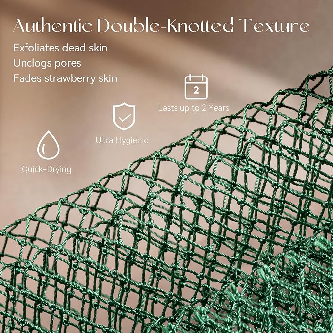CORATED African Net Sponge with Knots Authentic, Shower Loofah Exfoliating Bath Sponge, Body Scrubber for Women and Men Daily Use Body Care, Travel Portable, Durable Bath Accessories for Bathroom