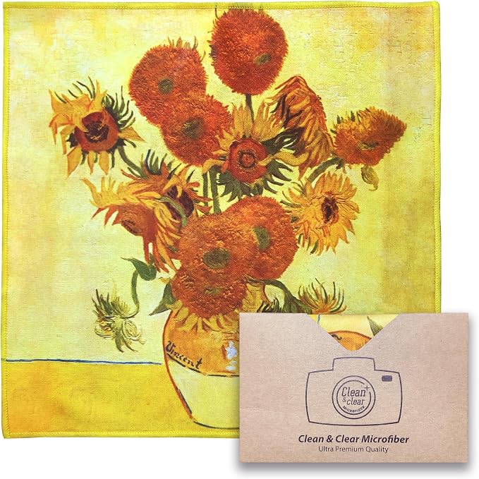Large [5 Pack] Classic Art (Sunflowers) - Ultra Premium Quality Microfiber Cleaning Cloths (Best for Camera Lens, Glasses, Screens, and All Lens.), Microfiber Cloth