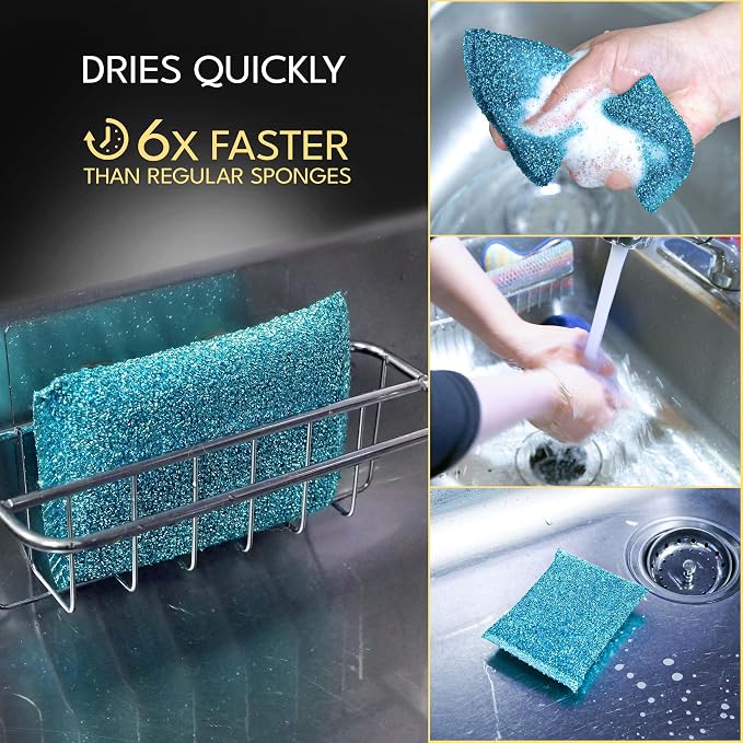 Dish Sponges for Kitchen(30 Pcs) Non-Scratch Scrub Sponges for Dishes, Pots, Pans, Glass, Stainless Steel & Nonstick Cookware–Odor-Resistant, Quick-Dry, Flexible, Durable & Reusable Cleaning Scrubbers