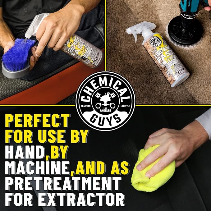 Chemical Guys, Lightning Fast Carpet & Upholstery Stain Extractor, 32 oz | Tackles coffee, soda, wine and pet messes on carpet, seats and mats, just spray, agitate and blot for a clean look