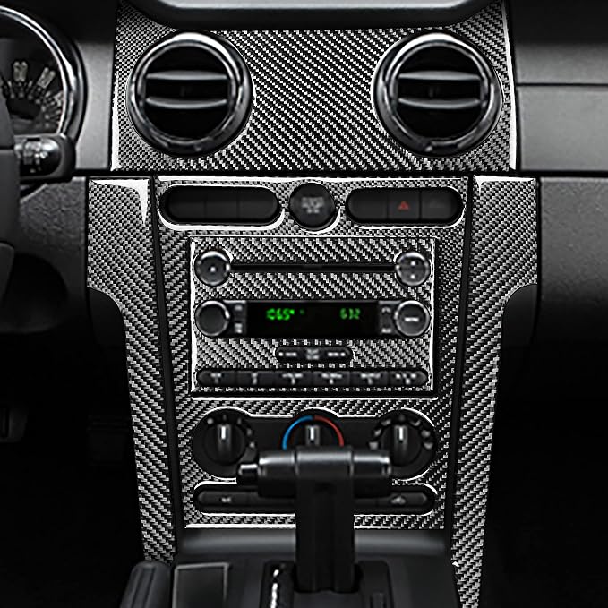 Real Carbon Fiber Trim for Ford Mustang GT Shelby Accessories | for 2005 2006 2007 2008 2009，Center Console Panel Air Outlet Vent Kit，Thick Overlay Sticker Decal，7PCs