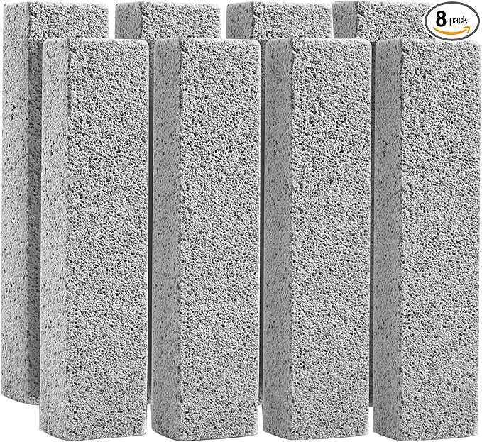 8 Pack Pumice Stone for Toilet Bowl Cleaning, Scouring Stick Remove Toilet Bowl Hard Water Rings, Calcium Buildup and Rust Suitable for Cleaning Toilet, Bathroom, Kitchen Sink, Grill（Gray