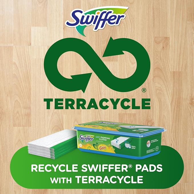 Swiffer Sweep + Mop, Wet Pads Refill, Floor Cleaner for Dirt, Dust, Hair, Cleaning Cloths for Mopping Home, Bathroom, Kitchen, All Purpose Multi-Surface Floor Wipes, Gain, 24ct
