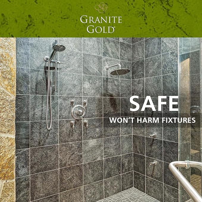 Granite Gold Shower Cleaner Spray for Quartz, Granite, Marble, Ceramic, and Other Stone Tub Surfaces, 64 Fl Oz & 24 Fl Oz