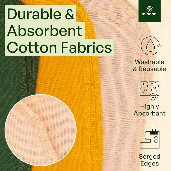 mioeco 24 Pack Multicolored Reusable unPaper Towels - Nature Friendly - Organic Cotton Alternative - Thick, Strong, Paperless Kitchen Dish Cloths - Reusable Napkins - Dish Towels - Cloth Napkin