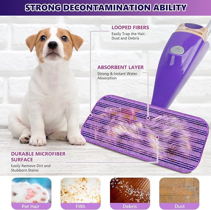 Reusable Mop Pad for Swiffer WetJet: 12PCS Pad Refills for WetJet Spray Mop | Microfiber Replacement Pads for Swiffer Mop, for Hardwood Floor Cleaning, Dry Wet Mopping Cloths, 12" Wet Jet Mop Refill