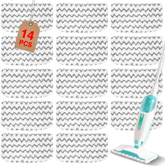 14 Pack Steam Mop Replacement Pads Compatible with Shark Steam Mops S1000/S1000A/S1000C/S1000WM/S1001C, Floor Steamer Pads Washable, Reusable Microfiber Cleaner Pads