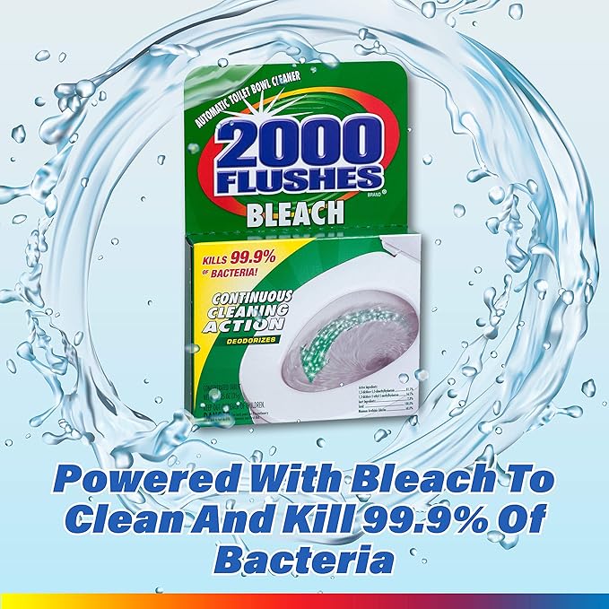 2000 Flushes Blue Plus Bleach Automatic Toilet Bowl Cleaner, 1.25 OZ