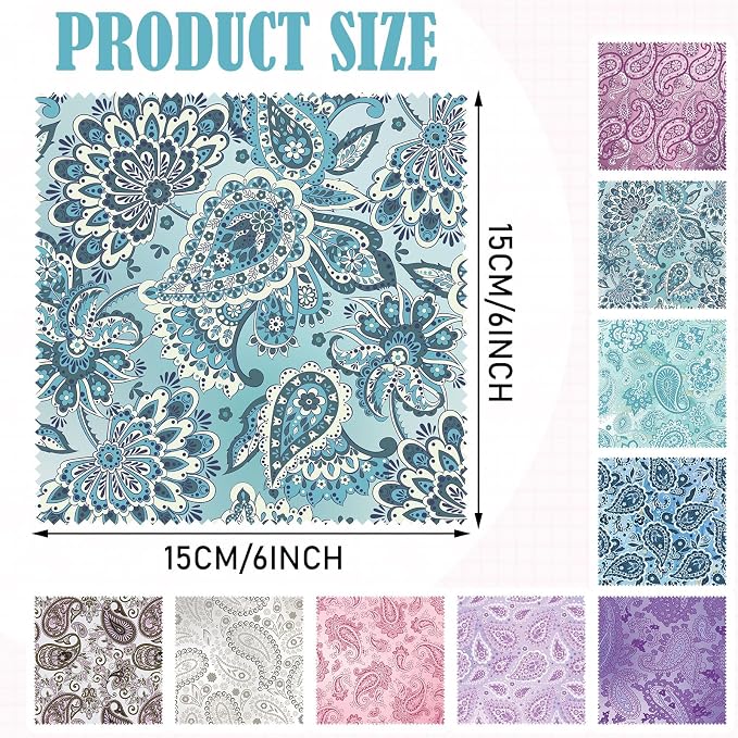 Sinmoe 20 Pcs Microfiber Cleaning Cloth Cute Paisley Waves Design Microfiber Soft Multicolor Glasses Cleaner Cloth for Eyeglasses Camera Lens Cell Phone Screens Glasses, 6 x 6 Inches