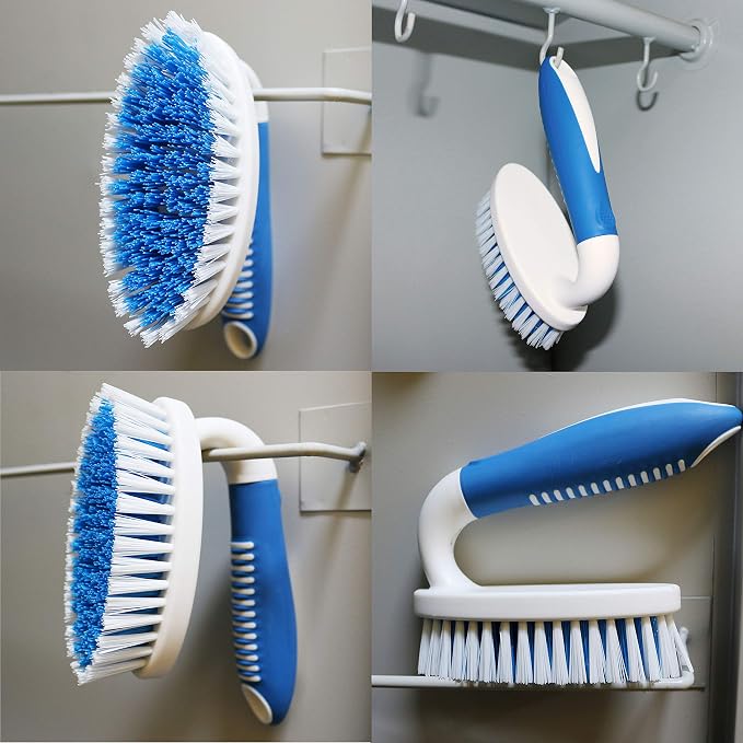 2 Pack Scrub Brushes with Stiff Bristles | Scrubbing Brush for Carpet, Shower, Bathtub, Kitchen, Pool Tile, Bathroom Scrubber