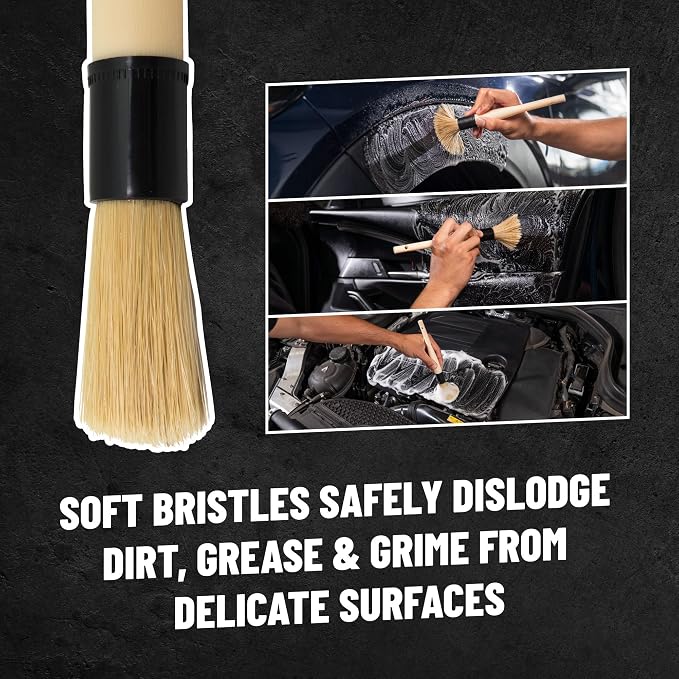 Chemical Guys, Boars Hair Detailing Brush for Wheels, Grilles & Interior | Soft boars-hair bristles gently clean wheels, grilles, emblems and interior surfaces without scratching