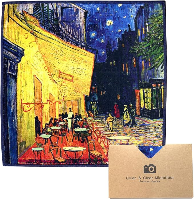 Large [5 Pack] Classic Art (Gogh Cafe Terrace at Night) - Ultra Premium Quality Microfiber Cleaning Cloths (Best for Camera Lens, Glasses, Screens, and All Lens.), Microfiber Cloth