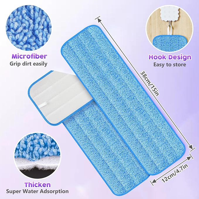 3 Pack Reusable Mop Pads for Swiffer PowerMop, Super Absorption, Multi-Surface Hardwood Floor Cleaning, Machine Washable Up to 100 Times, Durable, Suitable for All Finished Floors