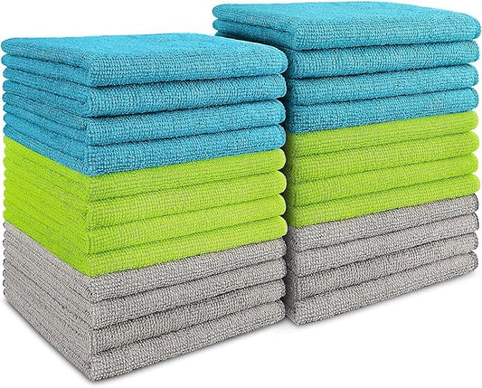 AIDEA Microfiber Cleaning Cloth-24PK, Microfiber Towels for Cars 12"x12" | Absorbent Cleaning Rags, Reusable Microfiber Towels Lint-Free, Dish Rags Streak-Free for Home /Kitchen /Window (Multicolor)