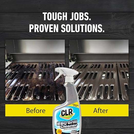 CLR Brands Grill Cleaner and Degreaser Spray, 26 oz. Bottle, BBQ Cleaner Removes Burnt Food, Grease and Grime from Grates and Racks, Pellet and Electric Smokers