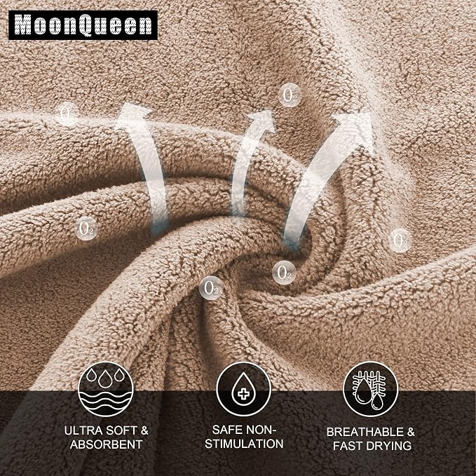 MOONQUEEN Ultra Soft Premium Washcloths Set - 12 x 12 inches - 24 Pack - Quick Drying - Highly Absorbent Coral Velvet Bathroom Wash Clothes - Use as Bath, Spa, Facial, Fingertip Towel (Brown)