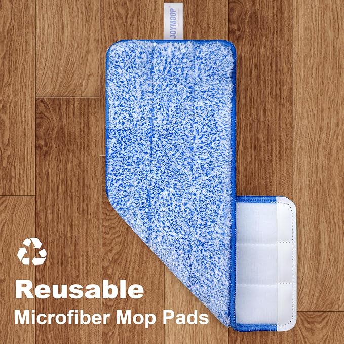 JOYMOOP Replacement Mop Pads for Flat Mop Bucket System, Microfiber, 13-Inch, Pack of 4, Slate Blue
