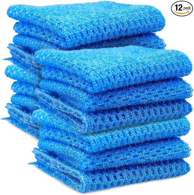 Non Scratch Dish Scrubbers for Cleaning Dishes (12 PK) - Reusable Kitchen Sponge - Replace Dish Sponges for Washing Dishes - Best Household Scrubbing Pad & Alternative Dishwashing Scrub Pads Supplies