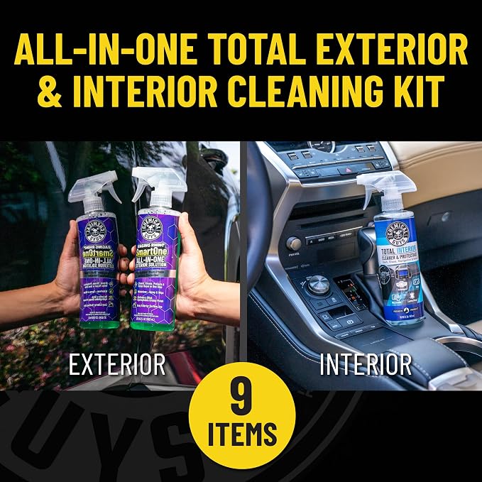 Chemical Guys, Raging Rhino Exterior, Interior & Tire Shine Kit | All-in-one exterior spray, interior cleaner, tire shine, microfiber towels and applicators in a storage bag, giftable set