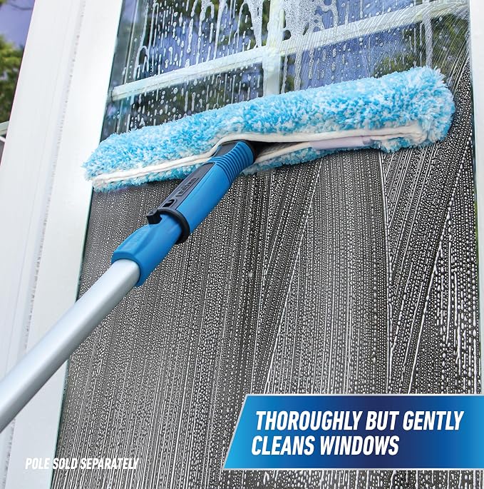 Unger Professional Connect and Clean 14" Window Scrubber Washer for Glass Cleaning, Commercial and Residential Washing, Multipurpose Tool, Gentle on Windows, Reusable Microfiber Sleeve