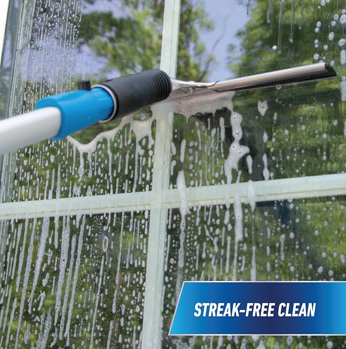 Unger Connect and Clean 16” Performance Window and Glass Cleaning Squeegee with Replacement Rubber, Cleaning Supplies, Heavy Duty Household Cleaner Tools with Streak-Free Results