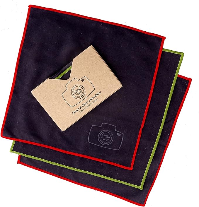 Clean & Clear Microfiber Cleaning Cloth, Extra Large [12 Pack] Ultra Premium Microfiber Cleaning Cloth - Microfiber Cloth for Camera Lens, Glasses, Screens, and All Lens.