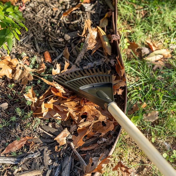 8-inch Wood and Poly Shrub Leaf Rake
