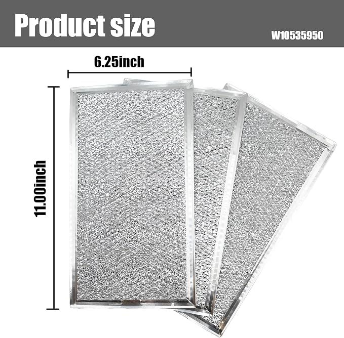 W10535950 PS8769987 Compatible with Whirlpool Microwave Grease Filter 3-Pack
